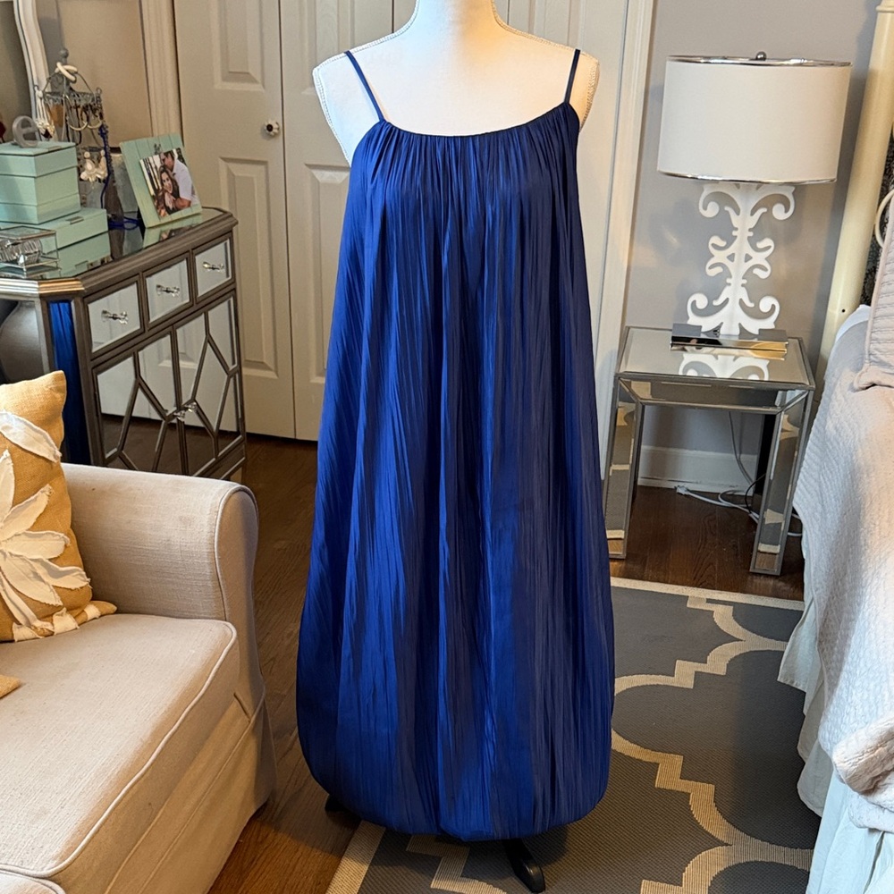 Lovely Blue Midi Dress with Pouf Hem - Size Small NWT